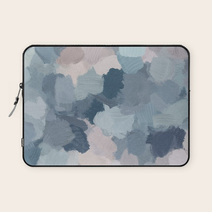 Beautiful Breeze II - Mint Aqua Navy Indigo Blue Blush Pink Abstract Nature Ocean Painting Art Print Laptop Sleeve Gallery Image 1