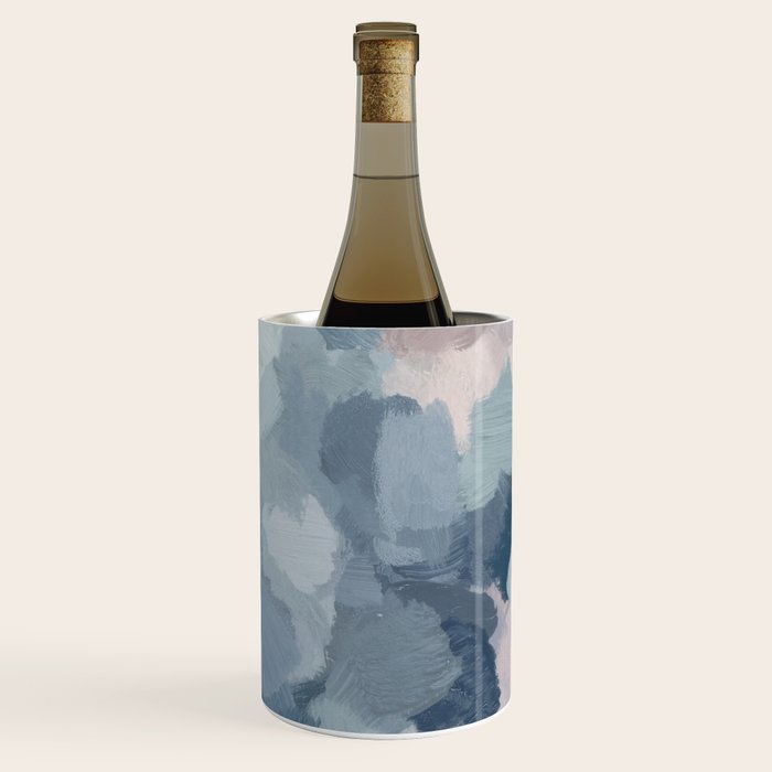 Beautiful Breeze II - Mint Aqua Navy Indigo Blue Blush Pink Abstract Nature Ocean Painting Art Print Wine Chiller Gallery Image 2