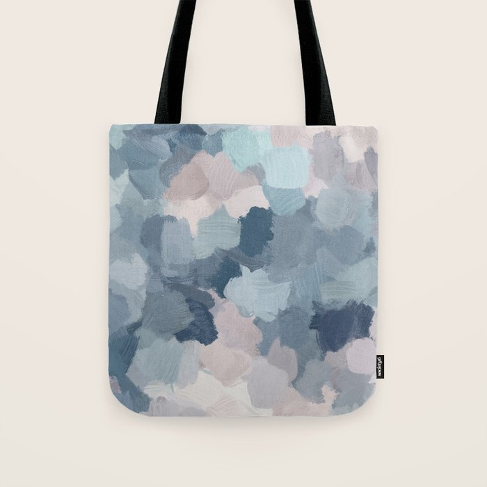 Beautiful Breeze II - Mint Aqua Navy Indigo Blue Blush Pink Abstract Nature Ocean Painting Art Print Tote Bag Gallery Image 1