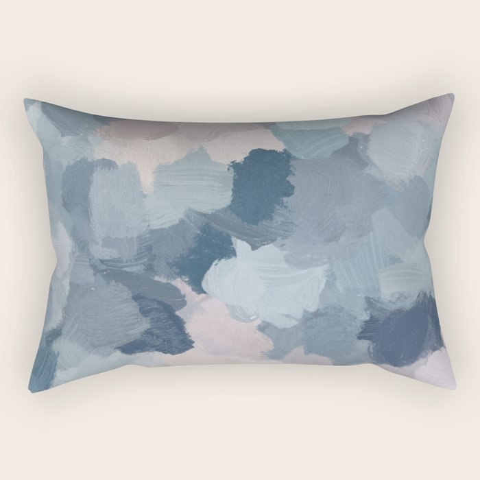 Beautiful Breeze II - Mint Aqua Navy Indigo Blue Blush Pink Abstract Nature Ocean Painting Art Print Rectangular Pillow Gallery Image 1