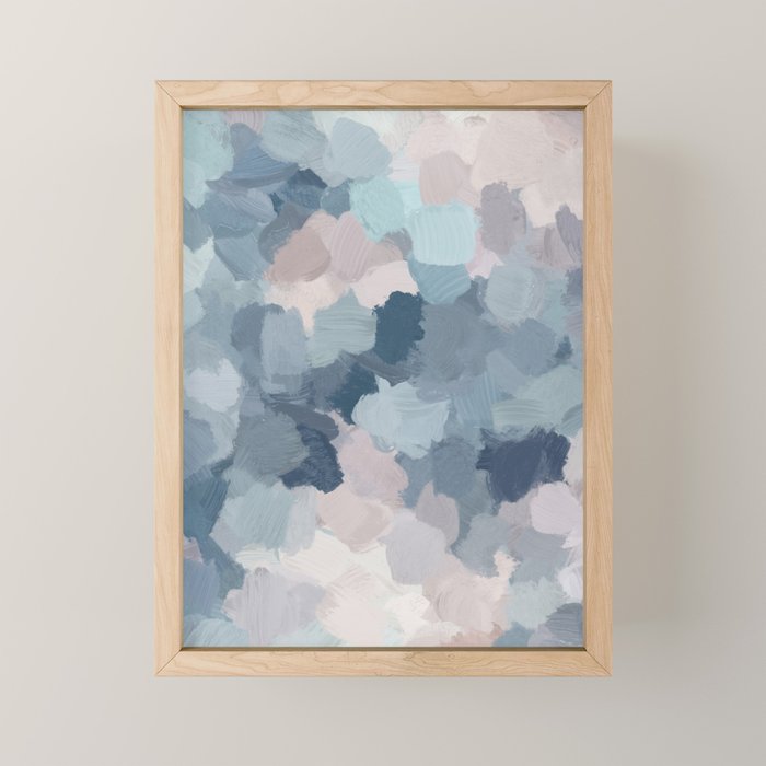 Beautiful Breeze II - Mint Aqua Navy Indigo Blue Blush Pink Abstract Nature Ocean Painting Art Print Mini Art Print Gallery Image 1