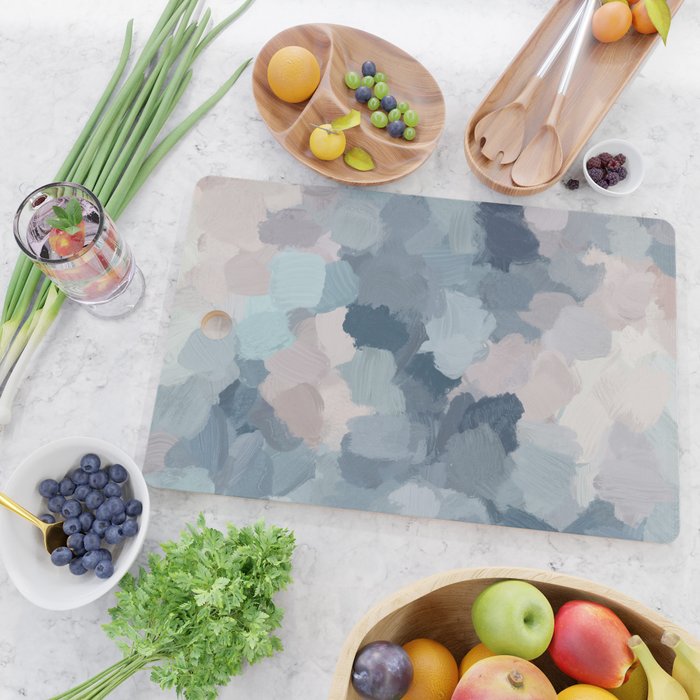 Beautiful Breeze II - Mint Aqua Navy Indigo Blue Blush Pink Abstract Nature Ocean Painting Art Print Cutting Board Gallery Image 2