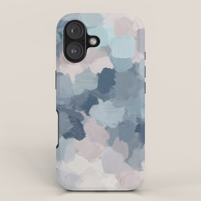 Beautiful Breeze II - Mint Aqua Navy Indigo Blue Blush Pink Abstract Nature Ocean Painting Art Print iPhone Case Gallery Image 1