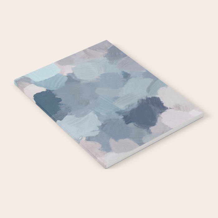 Beautiful Breeze II - Mint Aqua Navy Indigo Blue Blush Pink Abstract Nature Ocean Painting Art Print Notebook Gallery Image 1