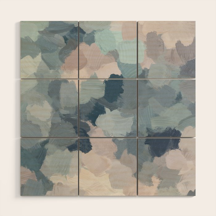 Beautiful Breeze II - Mint Aqua Navy Indigo Blue Blush Pink Abstract Nature Ocean Painting Art Print Wood Wall Art Gallery Image 1
