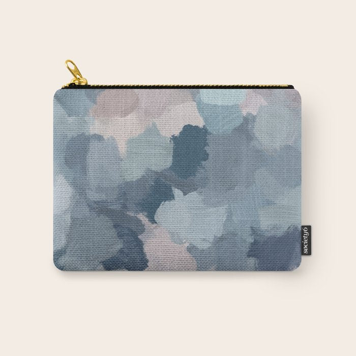 Beautiful Breeze II - Mint Aqua Navy Indigo Blue Blush Pink Abstract Nature Ocean Painting Art Print Carry All Pouch Gallery Image 1