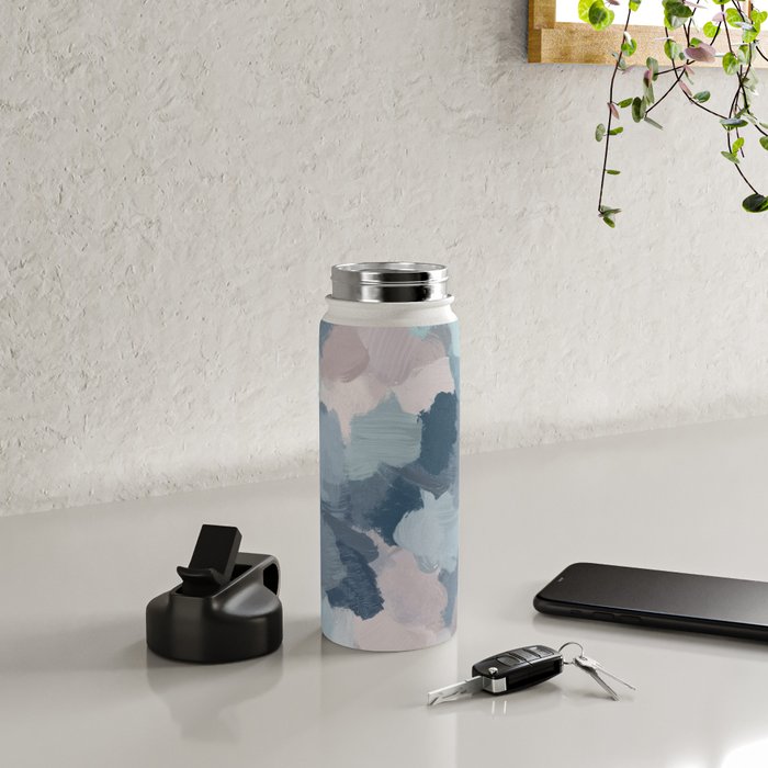 Beautiful Breeze II - Mint Aqua Navy Indigo Blue Blush Pink Abstract Nature Ocean Painting Art Print Water Bottle Gallery Image 4