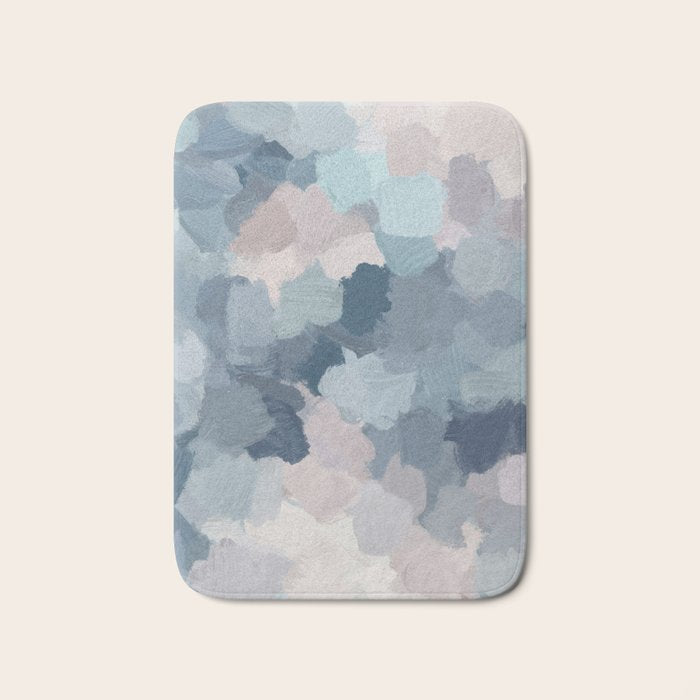 Beautiful Breeze II - Mint Aqua Navy Indigo Blue Blush Pink Abstract Nature Ocean Painting Art Print Bath Mat Gallery Image 1