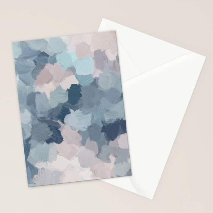 Beautiful Breeze II - Mint Aqua Navy Indigo Blue Blush Pink Abstract Nature Ocean Painting Art Print Stationery Card Gallery Image 2