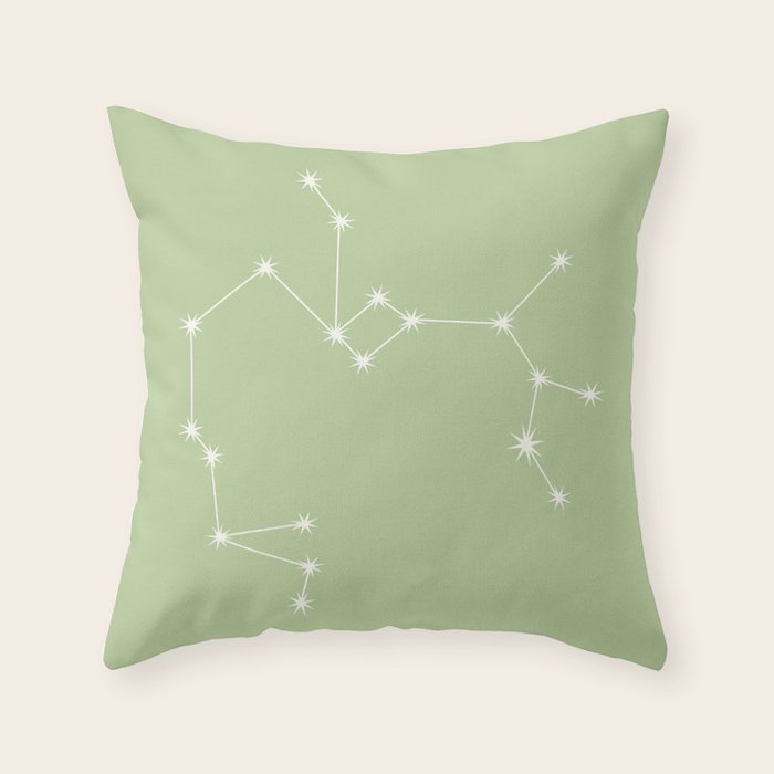 Sagittarius Zodiac Star Constellation Line Art Soft Green Throw Pillow Gallery Image 6