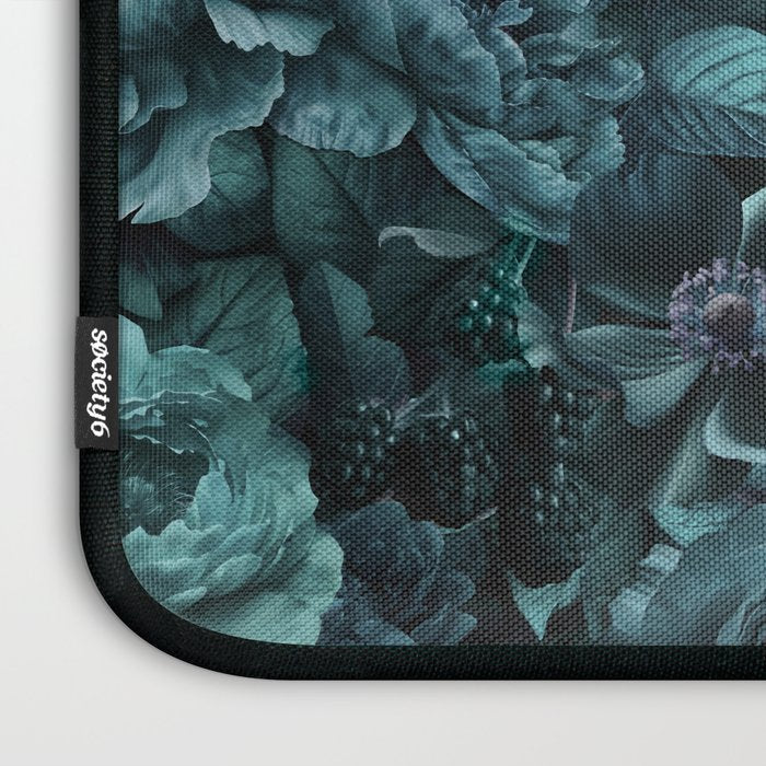 Lush Moody Flowers Baroque Teal Grandeur Laptop Sleeve Gallery Image 3