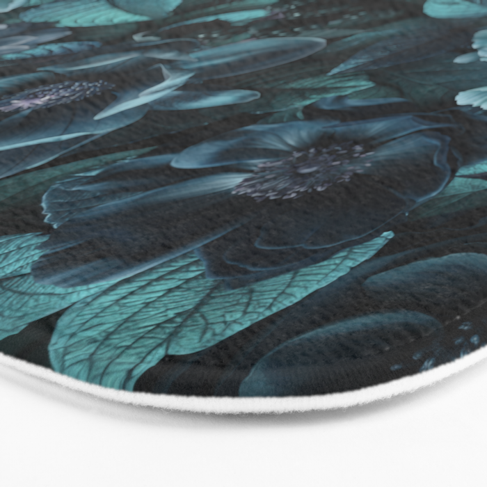 Lush Moody Flowers Baroque Teal Grandeur Bath Mat Gallery Image 3