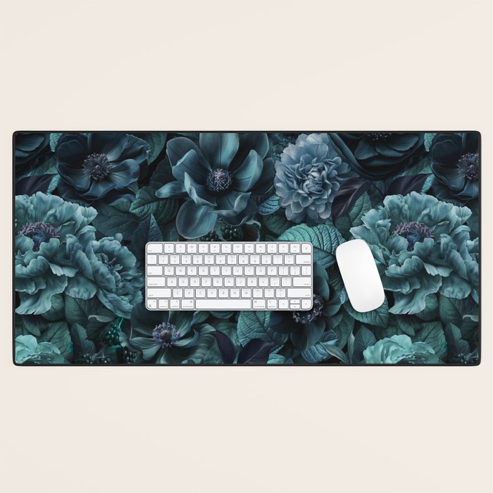 Lush Moody Flowers Baroque Teal Grandeur Desk Mat Gallery Image 1