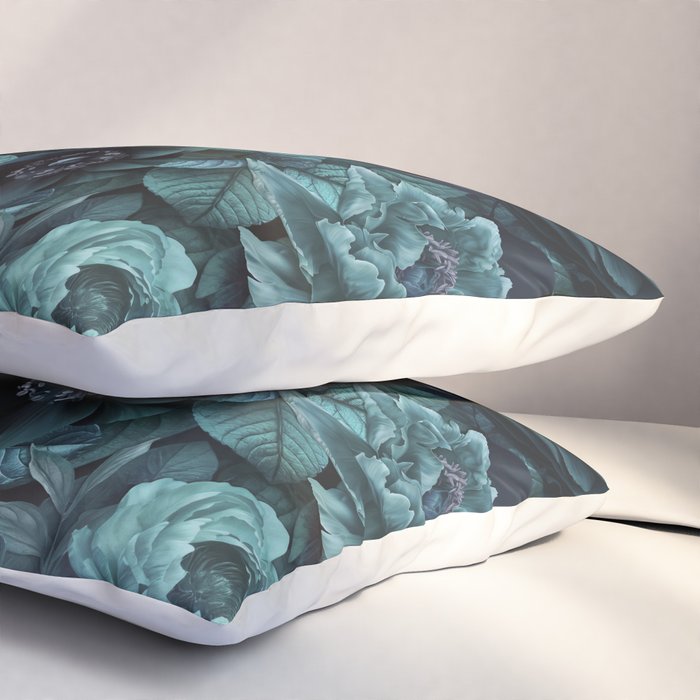 Lush Moody Flowers Baroque Teal Grandeur Pillow Sham Gallery Image 3