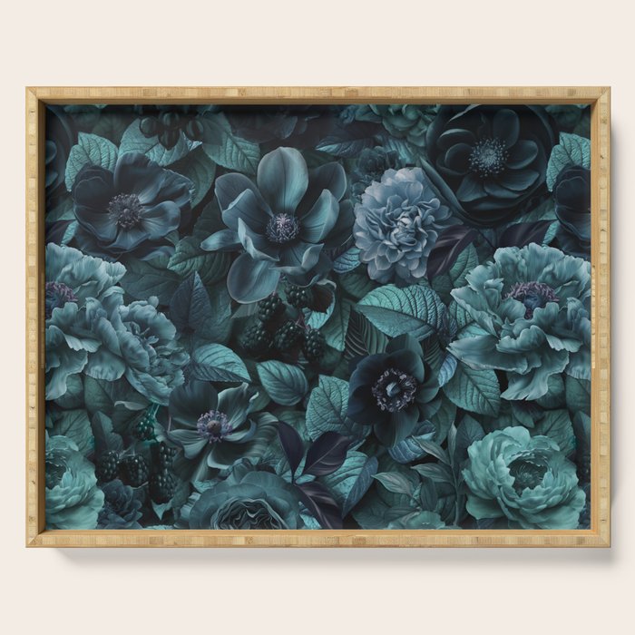 Lush Moody Flowers Baroque Teal Grandeur Serving Tray Gallery Image 1