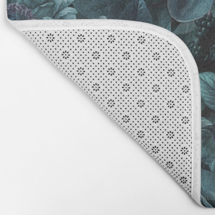 Lush Moody Flowers Baroque Teal Grandeur Bath Mat Gallery Image 2