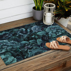 Lush Moody Flowers Baroque Teal Grandeur Outdoor Rug Gallery Image 2