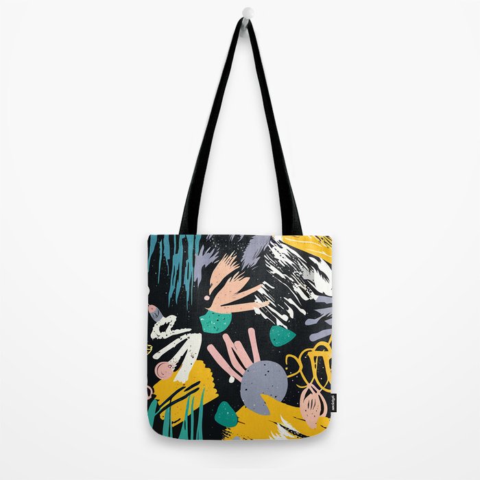 Space Odyssey, Abstract Voyage Journey Travel, Shapes Doodles Drawing Eclectic , Contemporary Planets Rocket Bohemian Tote Bag Gallery Image 2