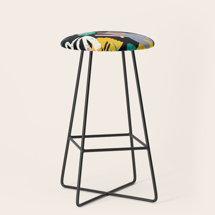 Space Odyssey, Abstract Voyage Journey Travel, Shapes Doodles Drawing Eclectic , Contemporary Planets Rocket Bohemian Stool Gallery Image 1