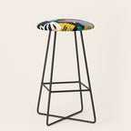 Space Odyssey, Abstract Voyage Journey Travel, Shapes Doodles Drawing Eclectic , Contemporary Planets Rocket Bohemian Stool Gallery Image 1
