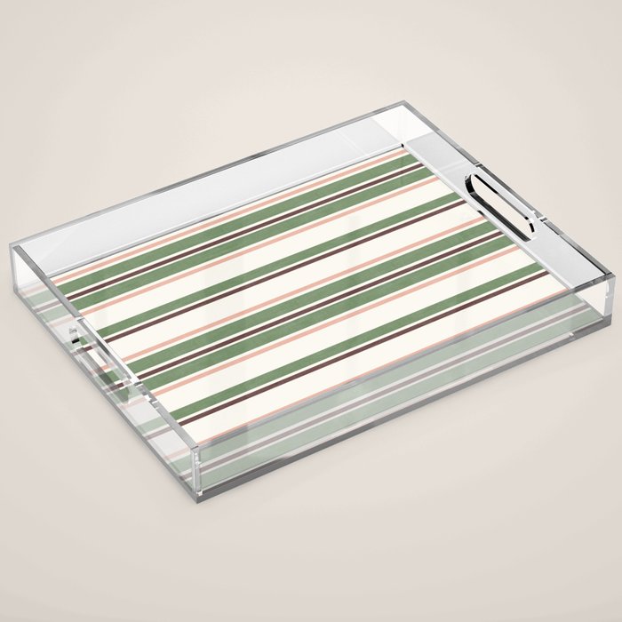 Daybed Stripe Ivory Green Multi Acrylic Tray Gallery Image 1