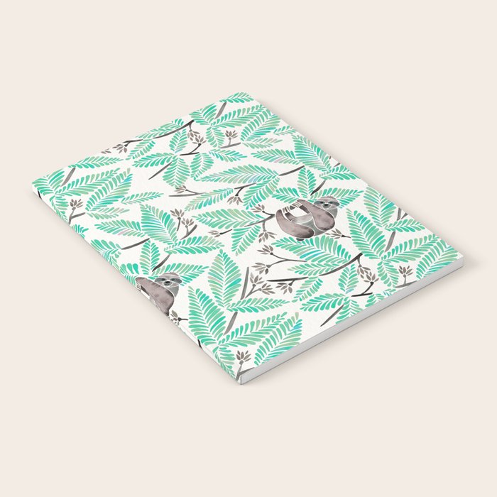 Happy Sloth - Tropical Mint Rainforest Notebook Gallery Image 1