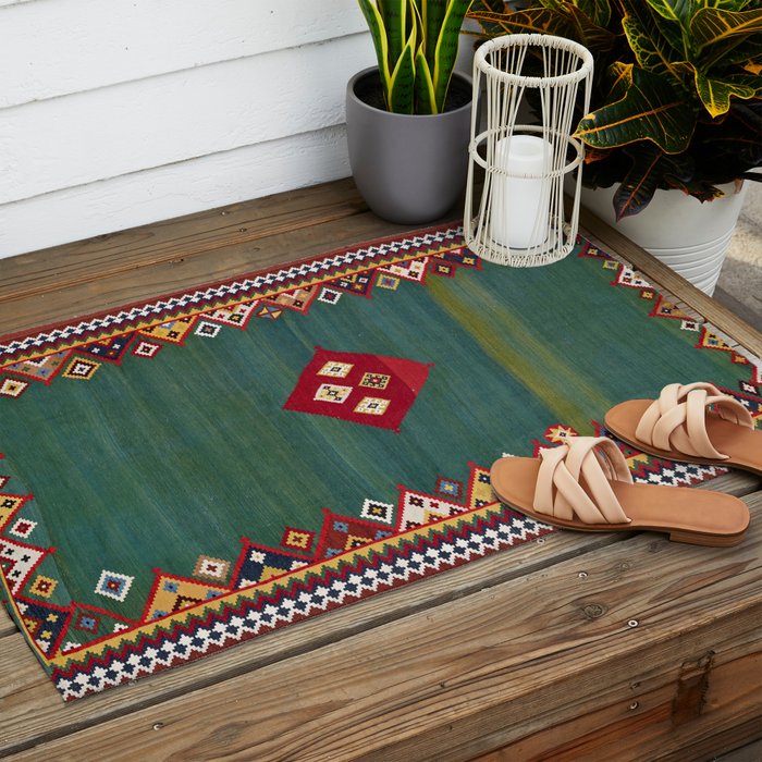 Qashqaâi Fars Southwest Persian Kilim Print Outdoor Rug Gallery Image 2