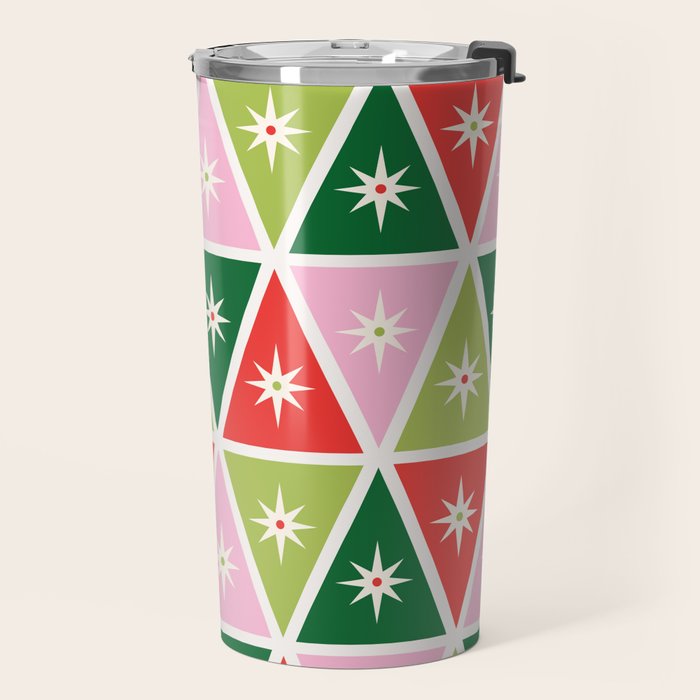 Retro Christmas Triangles Travel Mug Gallery Image 2