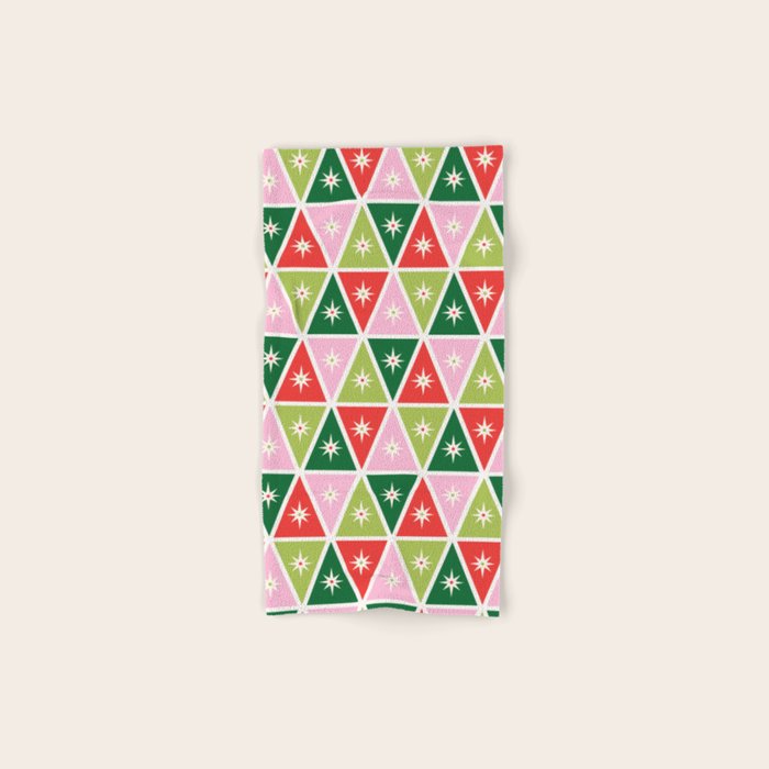 Retro Christmas Triangles Bath Towel Gallery Image 1