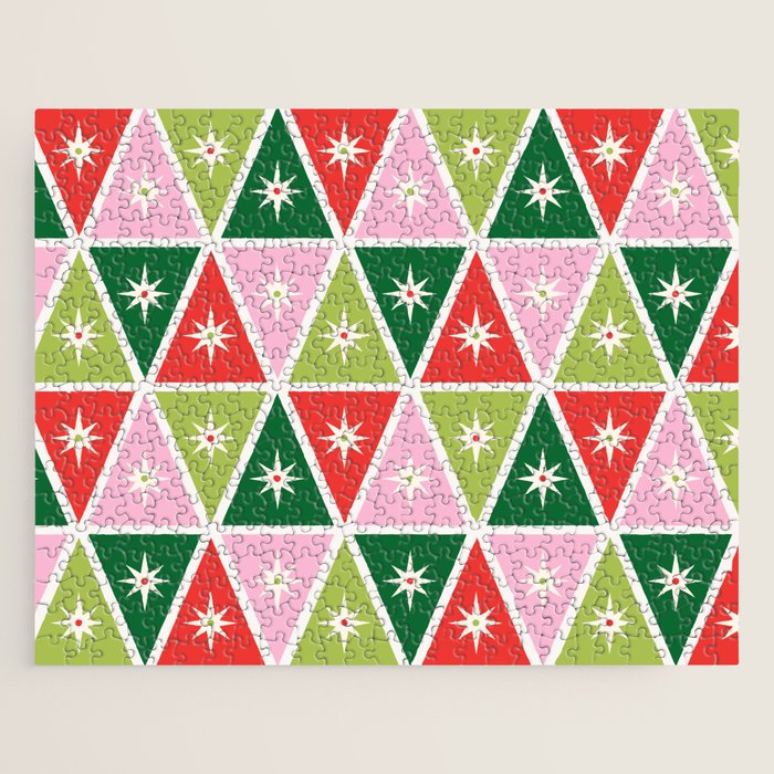 Retro Christmas Triangles Jigsaw Puzzle Gallery Image 1