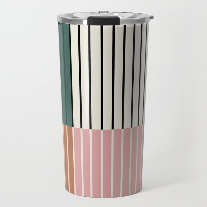 Color Block Line Abstract V Colorful Retro Travel Mug Gallery Image 1