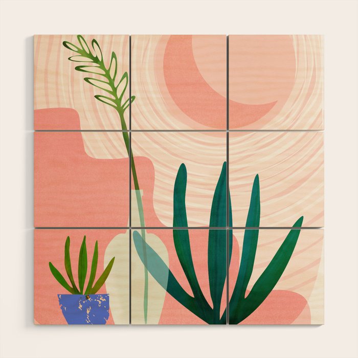 Pink Desert Abstract Landscape Wood Wall Art Gallery Image 1