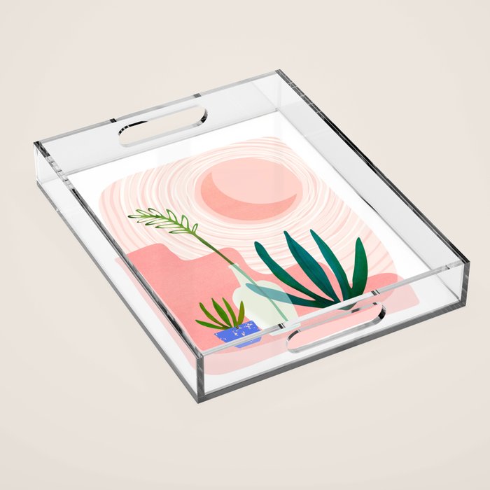 Pink Desert Abstract Landscape Acrylic Tray Gallery Image 1