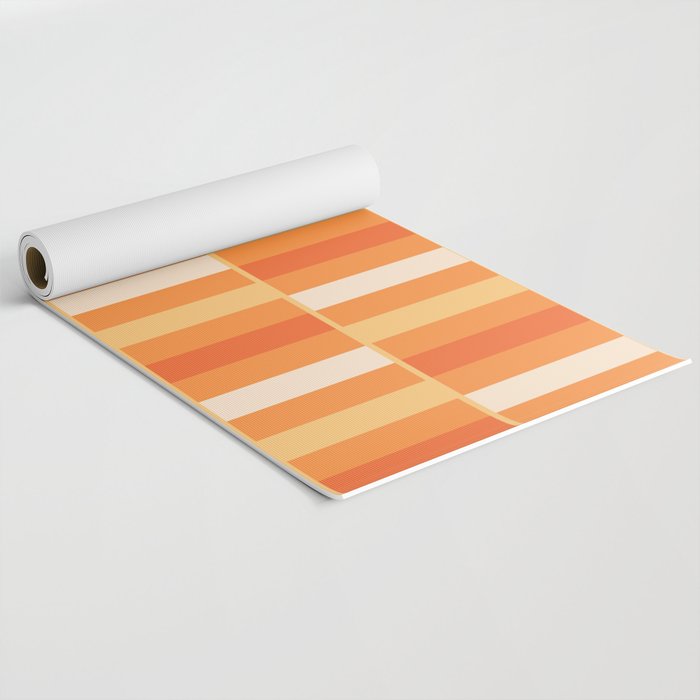 Long Blocks Retro Geometric Check Pattern in Tangerine Medium Orange Tones Yoga Mat Gallery Image 2