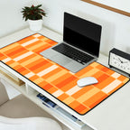 Long Blocks Retro Geometric Check Pattern in Tangerine Medium Orange Tones Desk Mat Gallery Image 2