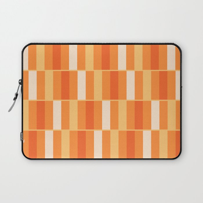 Long Blocks Retro Geometric Check Pattern in Tangerine Medium Orange Tones Laptop Sleeve Gallery Image 1