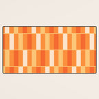 Long Blocks Retro Geometric Check Pattern in Tangerine Medium Orange Tones Desk Mat Gallery Image 3