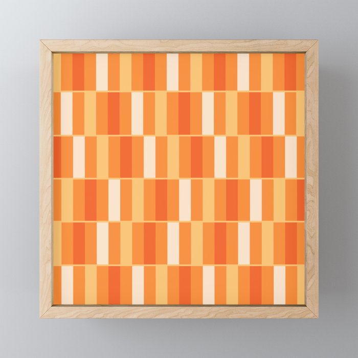 Long Blocks Retro Geometric Check Pattern in Tangerine Medium Orange Tones Mini Art Print Gallery Image 1