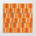 Long Blocks Retro Geometric Check Pattern in Tangerine Medium Orange Tones Wood Wall Art Gallery Image 1
