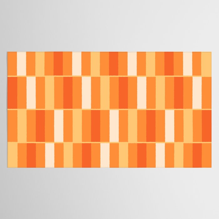 Long Blocks Retro Geometric Check Pattern in Tangerine Medium Orange Tones Tablecloth Gallery Image 2