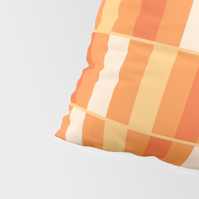 Long Blocks Retro Geometric Check Pattern in Tangerine Medium Orange Tones Pillow Sham Gallery Image 4