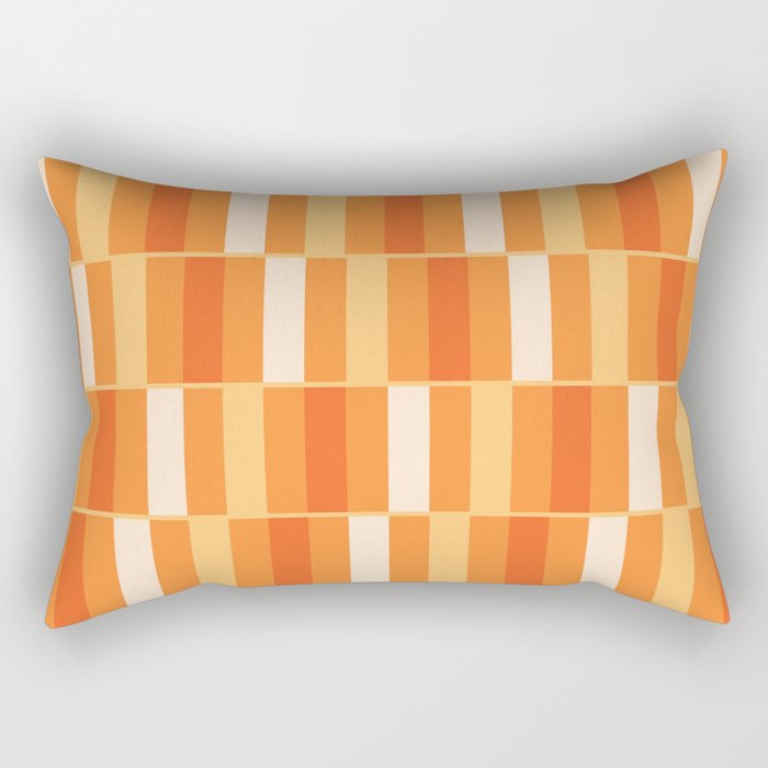 Long Blocks Retro Geometric Check Pattern in Tangerine Medium Orange Tones Rectangular Pillow Gallery Image 2