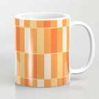 Long Blocks Retro Geometric Check Pattern in Tangerine Medium Orange Tones Coffee Mug Gallery Image 1