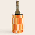 Long Blocks Retro Geometric Check Pattern in Tangerine Medium Orange Tones Wine Chiller Gallery Image 2