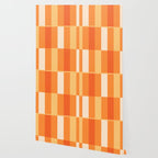Long Blocks Retro Geometric Check Pattern in Tangerine Medium Orange Tones Wallpaper Gallery Image 2