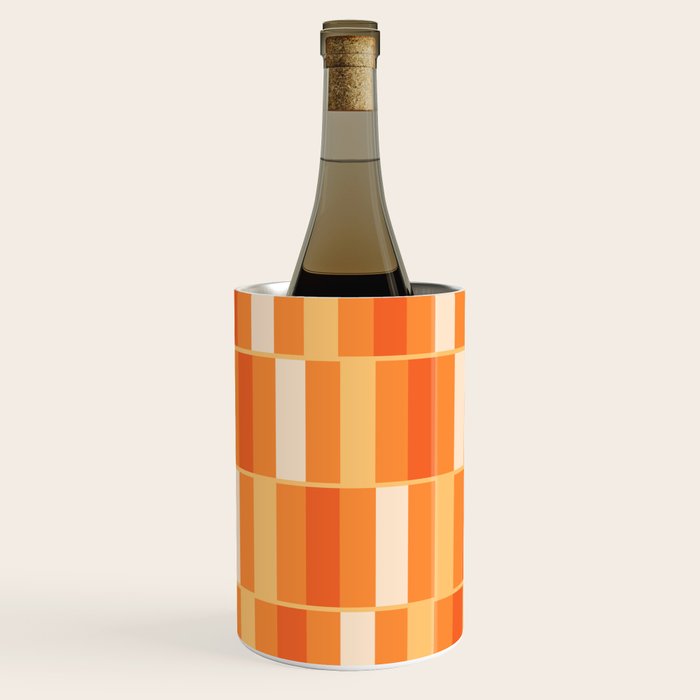 Long Blocks Retro Geometric Check Pattern in Tangerine Medium Orange Tones Wine Chiller Gallery Image 3