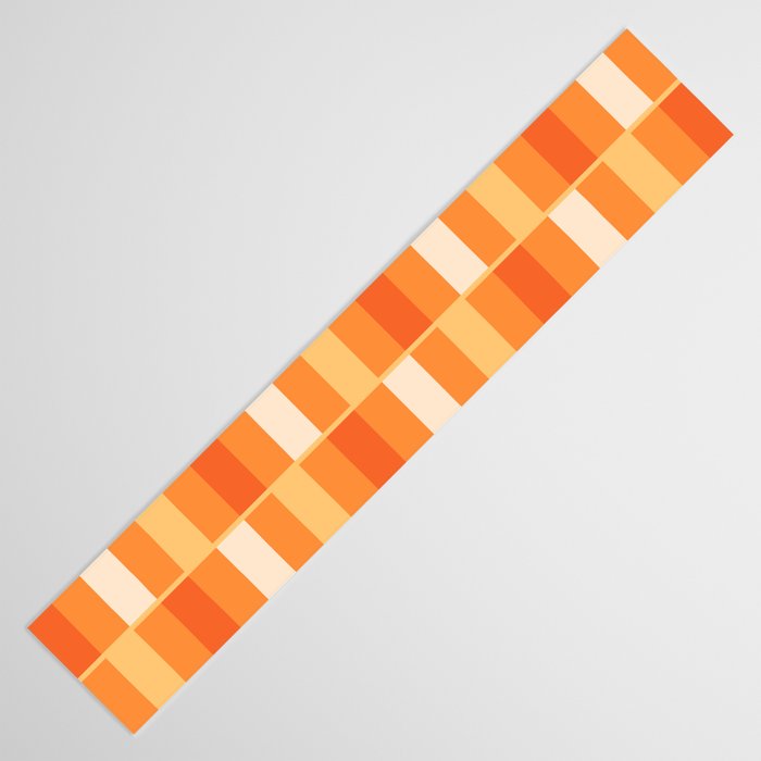 Long Blocks Retro Geometric Check Pattern in Tangerine Medium Orange Tones Table Runner Gallery Image 3