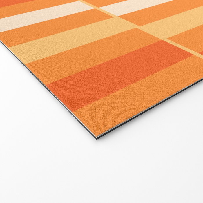 Long Blocks Retro Geometric Check Pattern in Tangerine Medium Orange Tones Welcome Mat Gallery Image 2