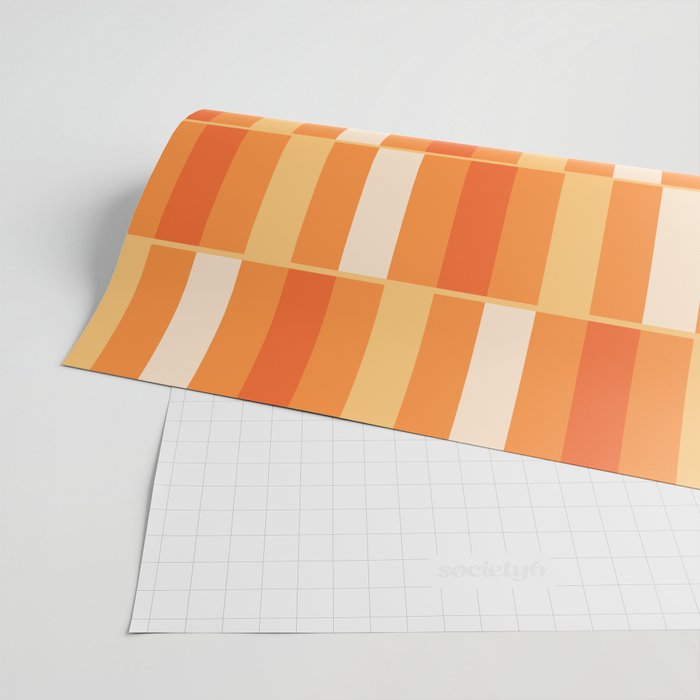 Long Blocks Retro Geometric Check Pattern in Tangerine Medium Orange Tones Wrapping Paper Gallery Image 2