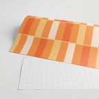 Long Blocks Retro Geometric Check Pattern in Tangerine Medium Orange Tones Wrapping Paper Gallery Image 2